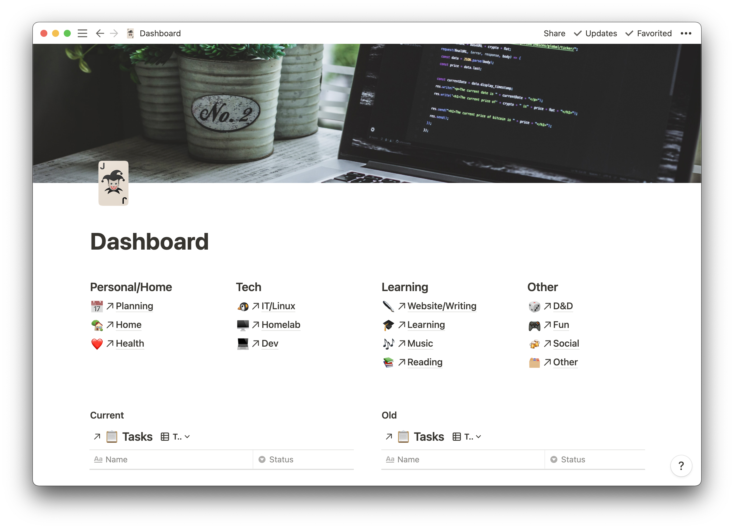 my notion dashboard