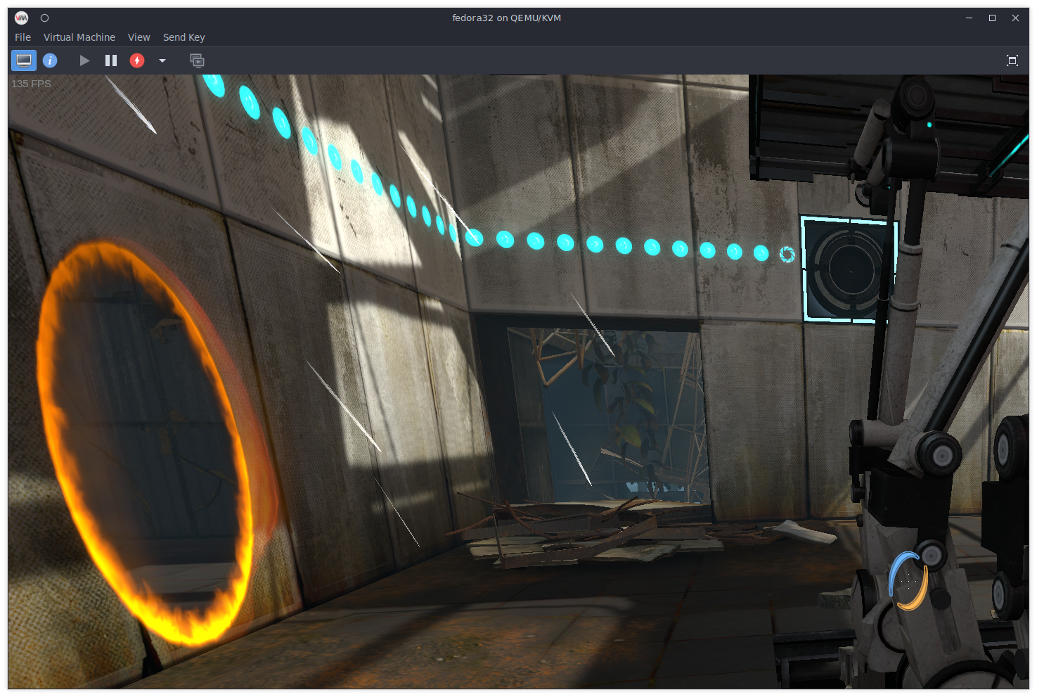 Playing Portal 2 in a Fedora VM